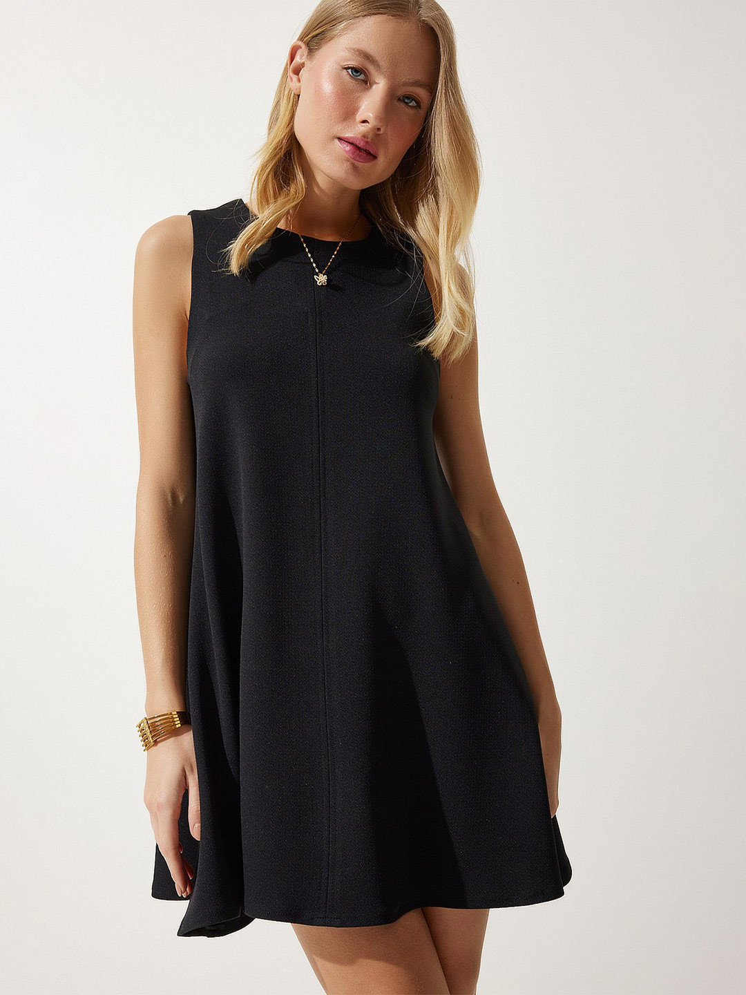 Happiness istanbul Boat Neck A-Line Mini Dress