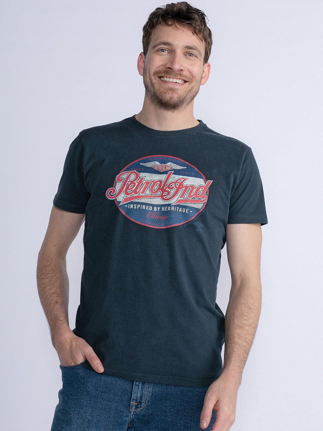 Petrol Brand Logo Printed Pure Cotton T-shirt