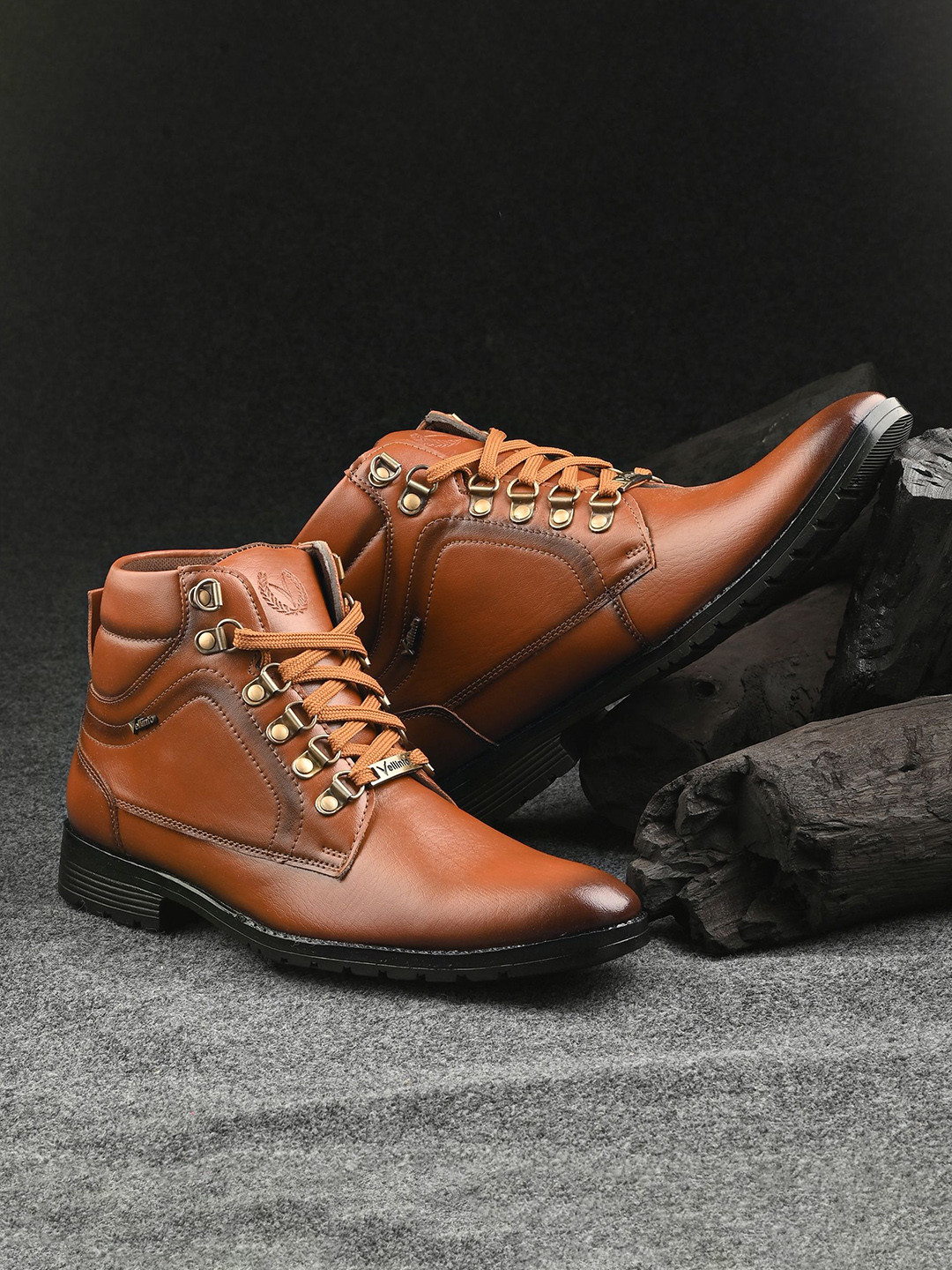 Vellinto AUSTIN Men Mid-Top Block Heeled Biker Boots