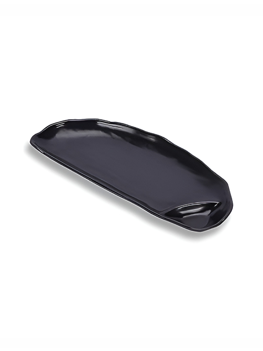 e kysa Black Half Round Shape Glossy Dishwasher Safe Platter