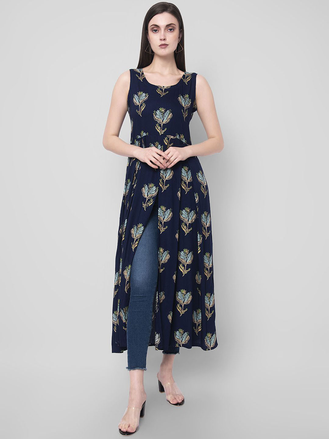NYPA Floral Printed A-Line Kurta