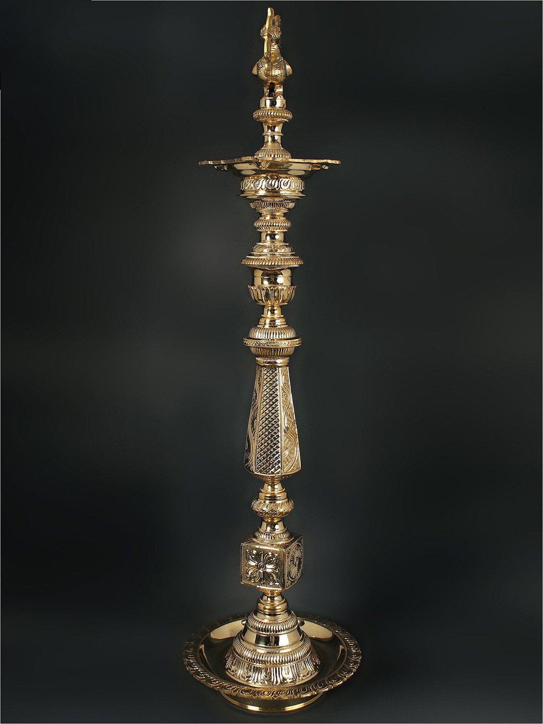 Exotic India Gold Toned Brass Peacock Annam Diya