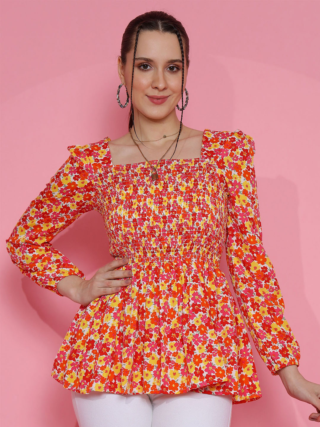 SHEETAL Associates Floral Print Crepe Top