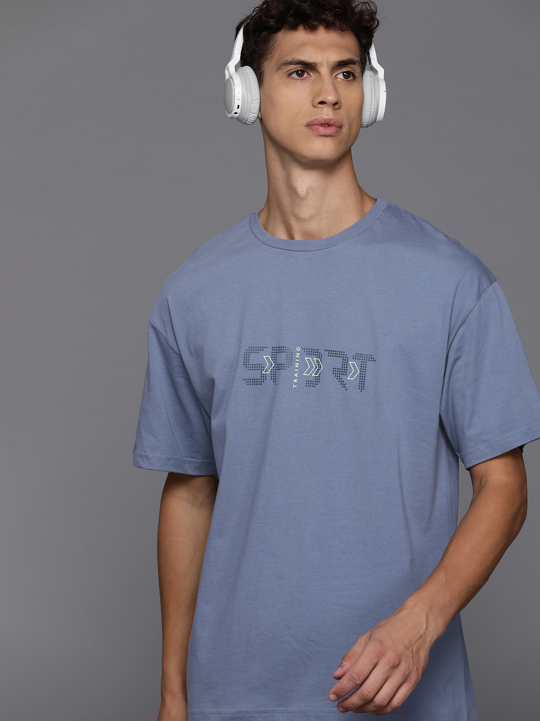 ASICS Men Sports Printed Drop-Shoulder Sleeves Training T-shirt