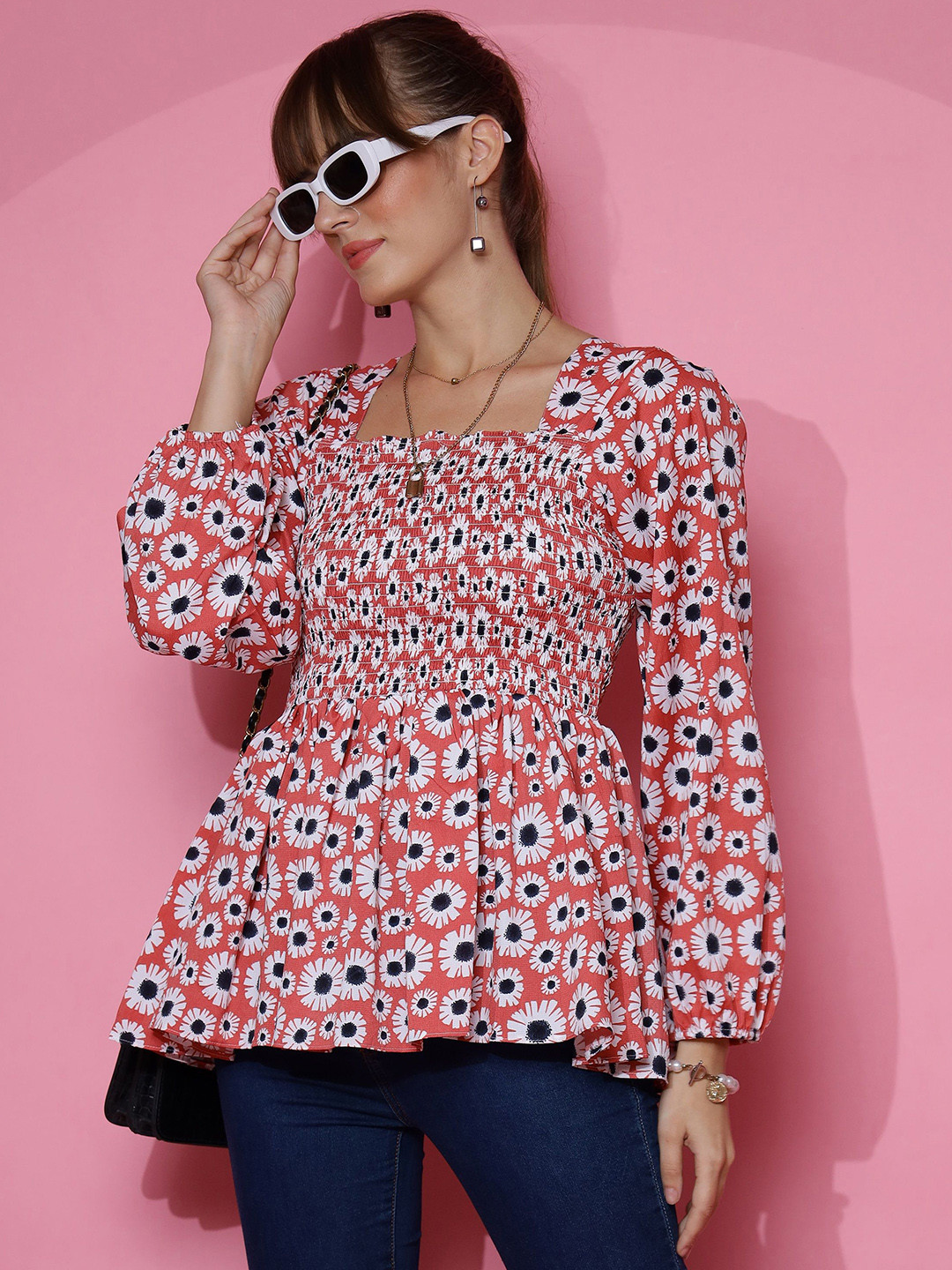 SHEETAL Associates Floral Print Crepe Top