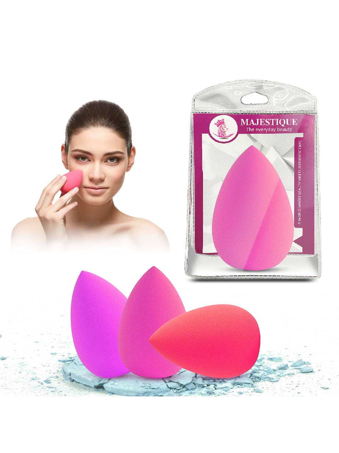 MAJESTIQUE Set of 3 Make Up Blender Sponges