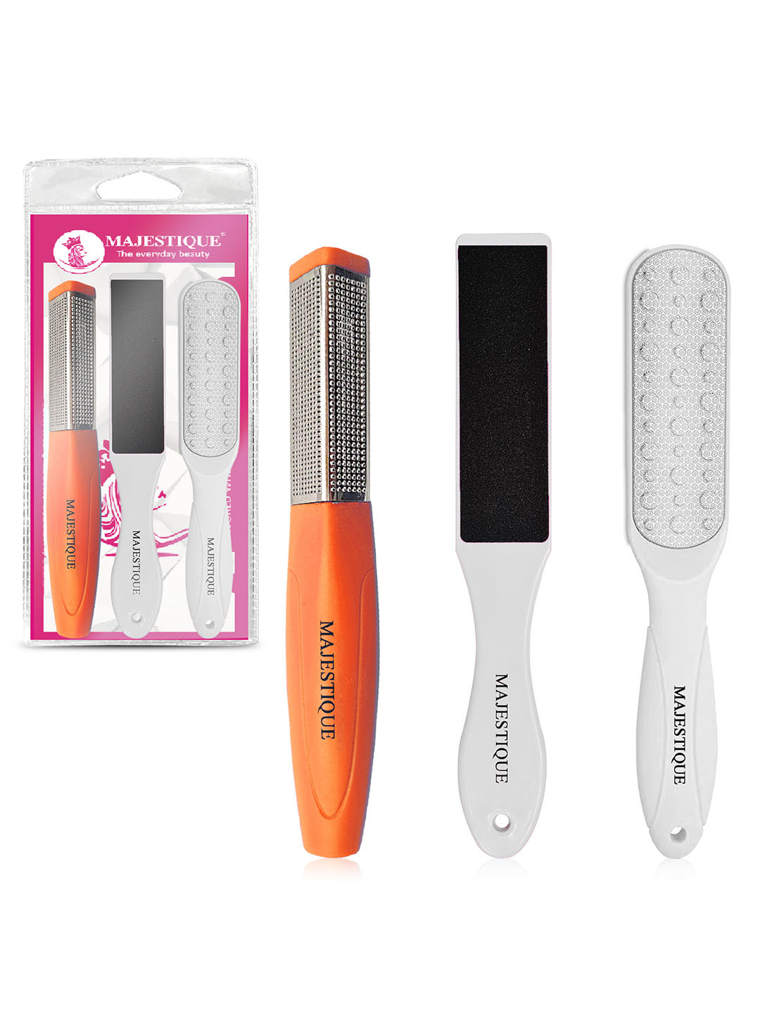 MAJESTIQUE Foot File Wet & Dry Foot Rasp & Stainless Steel Callus Remover (Pack of 3)