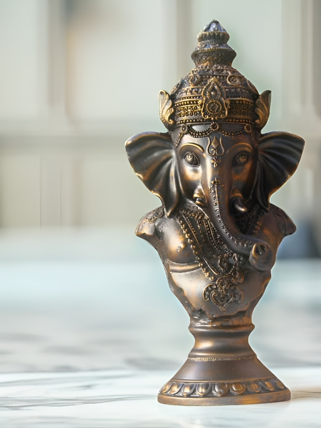 BECKON VENTURE Copper Polyresin Prayer Room Medium Showpiece - 11.2 Inches