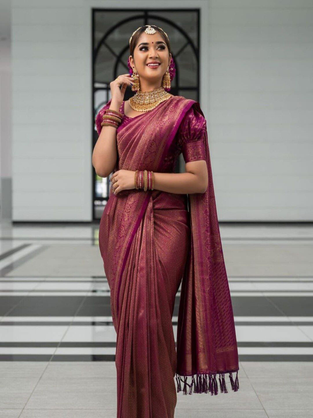 SANJANA SILK Woven Design Zari Banarasi Saree