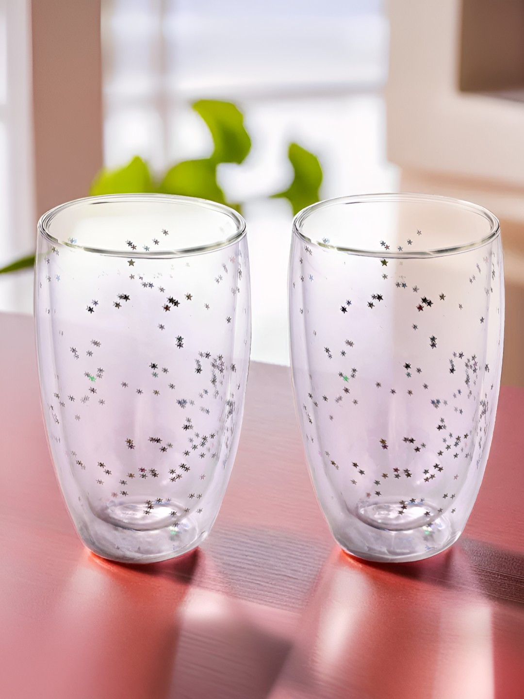 UMAI Transparent 2 Pieces Printed Dishwasher Safe Water Glass-450 ml
