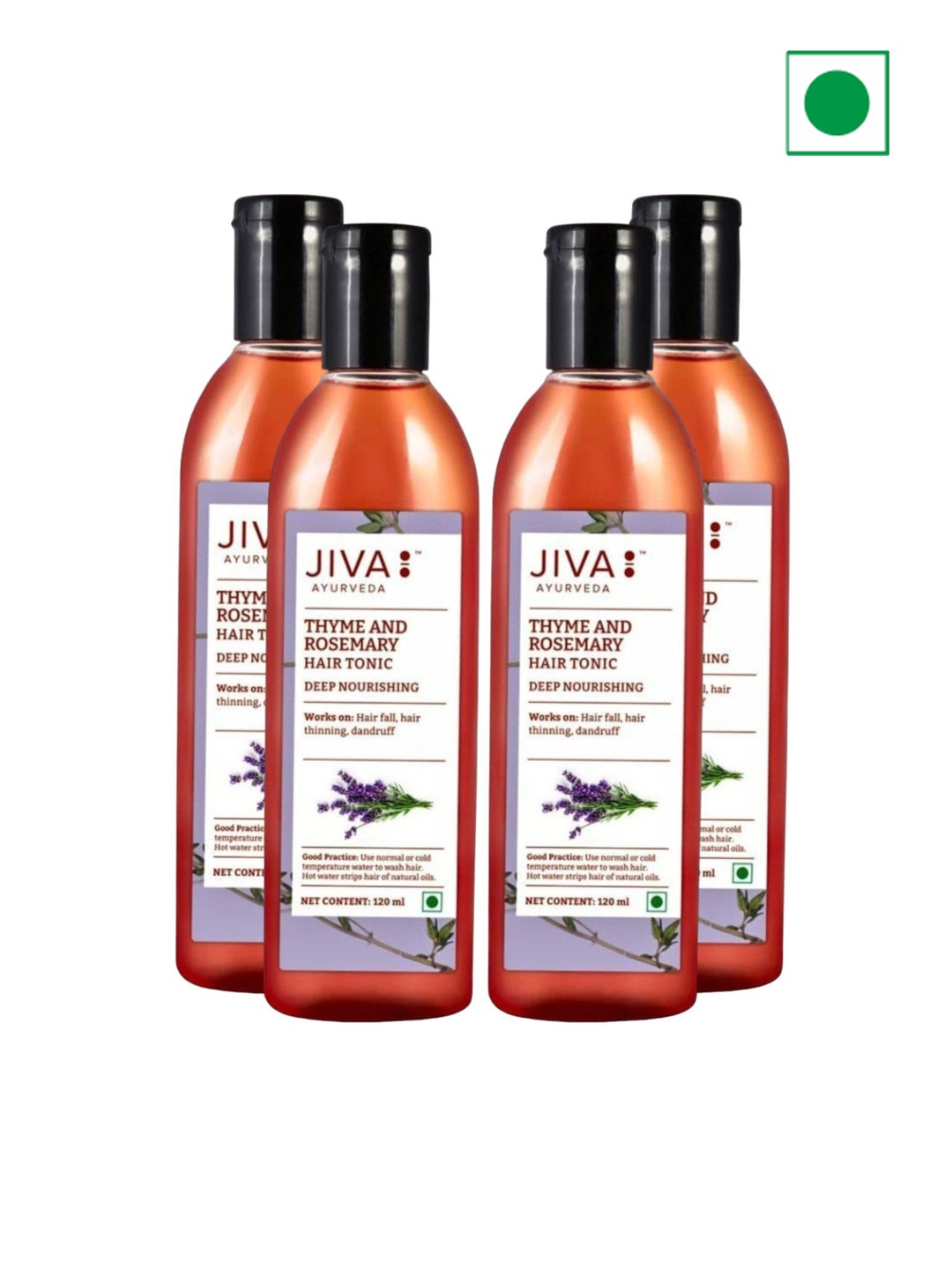 Jiva Set Of 4 Thyme & Rosemary Ayurvedic Hair Tonic - 120 ml Each