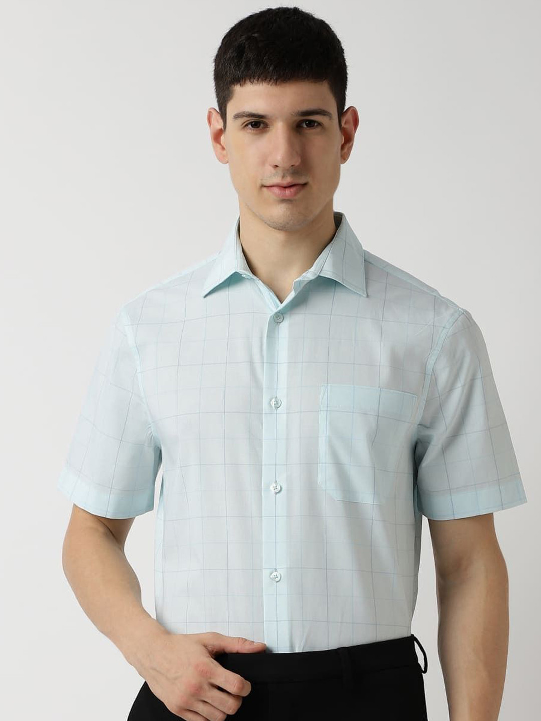 Marks & Spencer Men Windowpane Checks Opaque Checked Casual Shirt