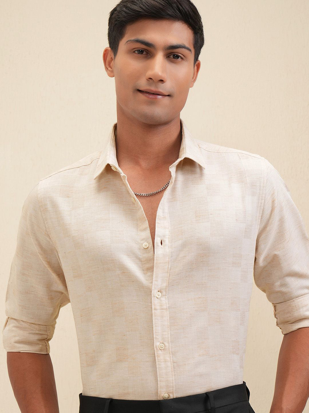 LOCOMOTIVE Premium Men Fancy Yarn Dobby Textured Occasion Shirt