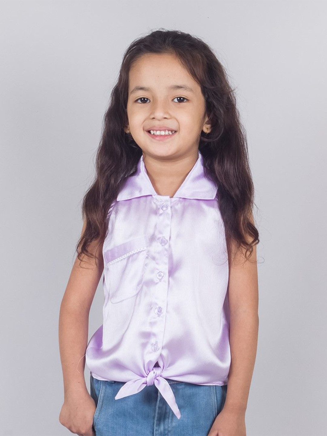 Tangerine Closet Satin Shirt Style Top
