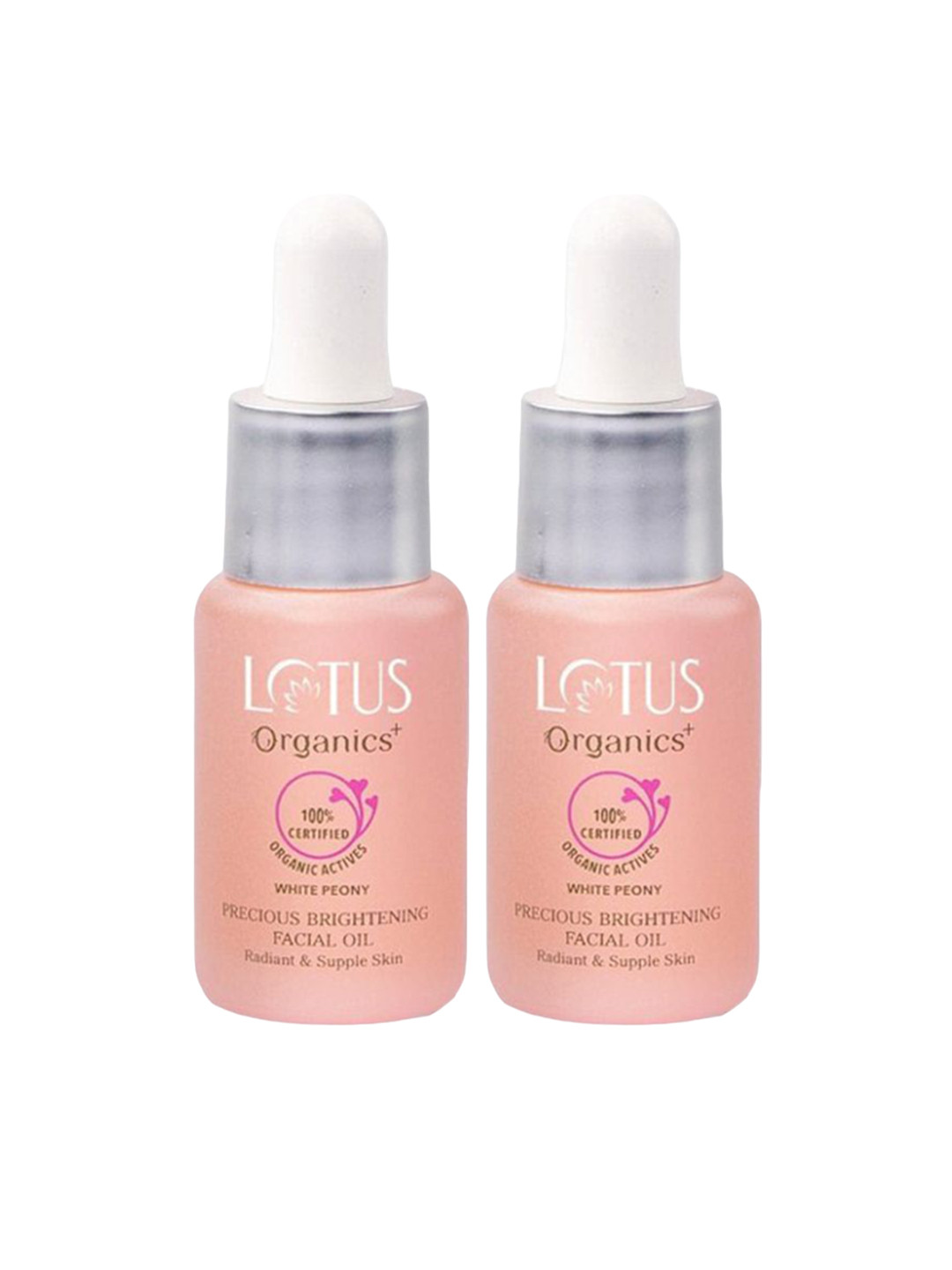 Lotus Organics+ Set Of 2 Precious Brightening Face Oil - White Peony - 15 ml Each