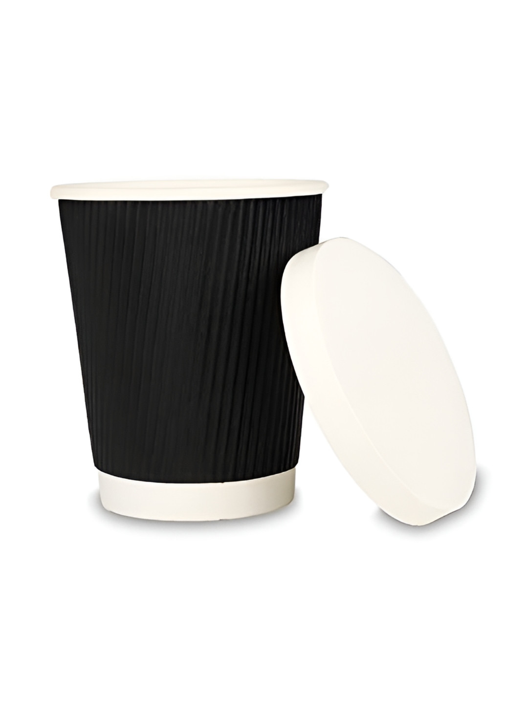 e kysa Set of 25 Black & White Disposable Paper Cups with Lids - 350 ml