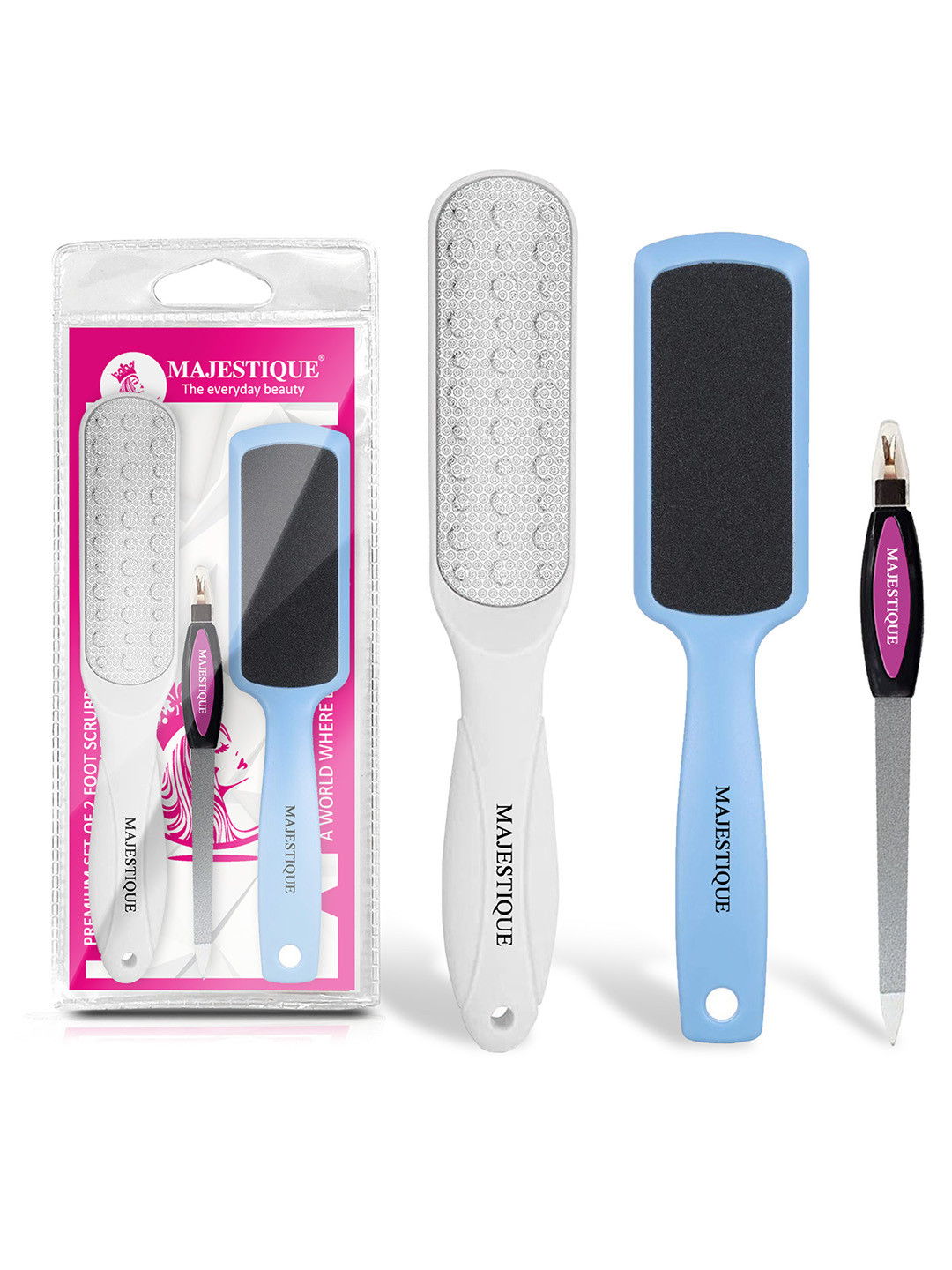 MAJESTIQUE  Callus Remover & Professional Double-Sided Foot Scrubber, Pedicure Kit