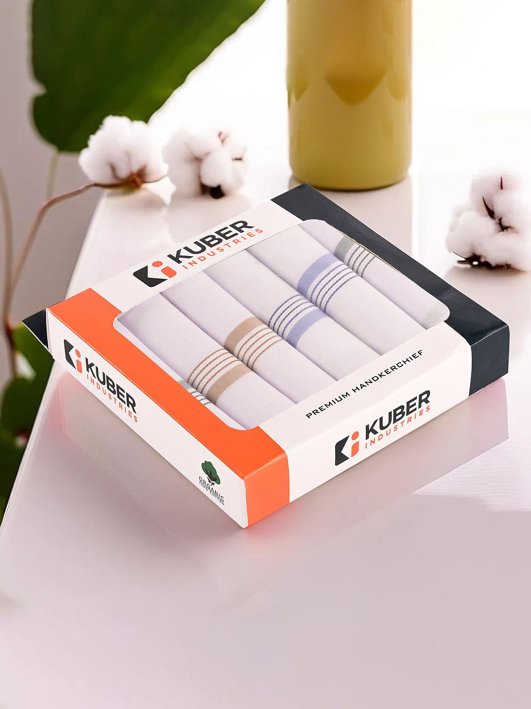 Kuber Industries 6-Pieces Striped Cotton Handkerchief With Box