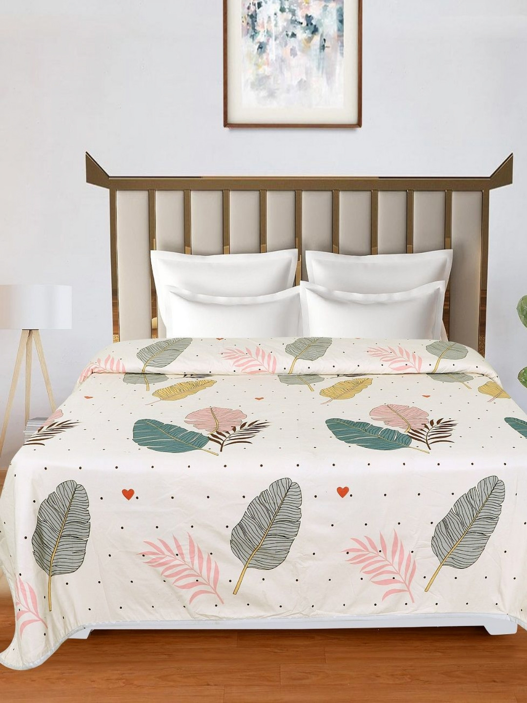 RD TREND White & Blue Floral Printed Microfiber AC Room 150 GSM Double Bed Dohar