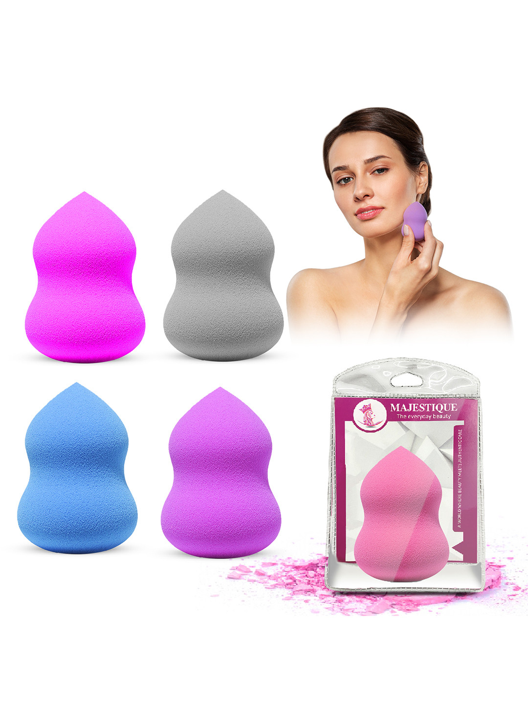 MAJESTIQUE Set of 4 Foundation Blending Face Beauty Sponge