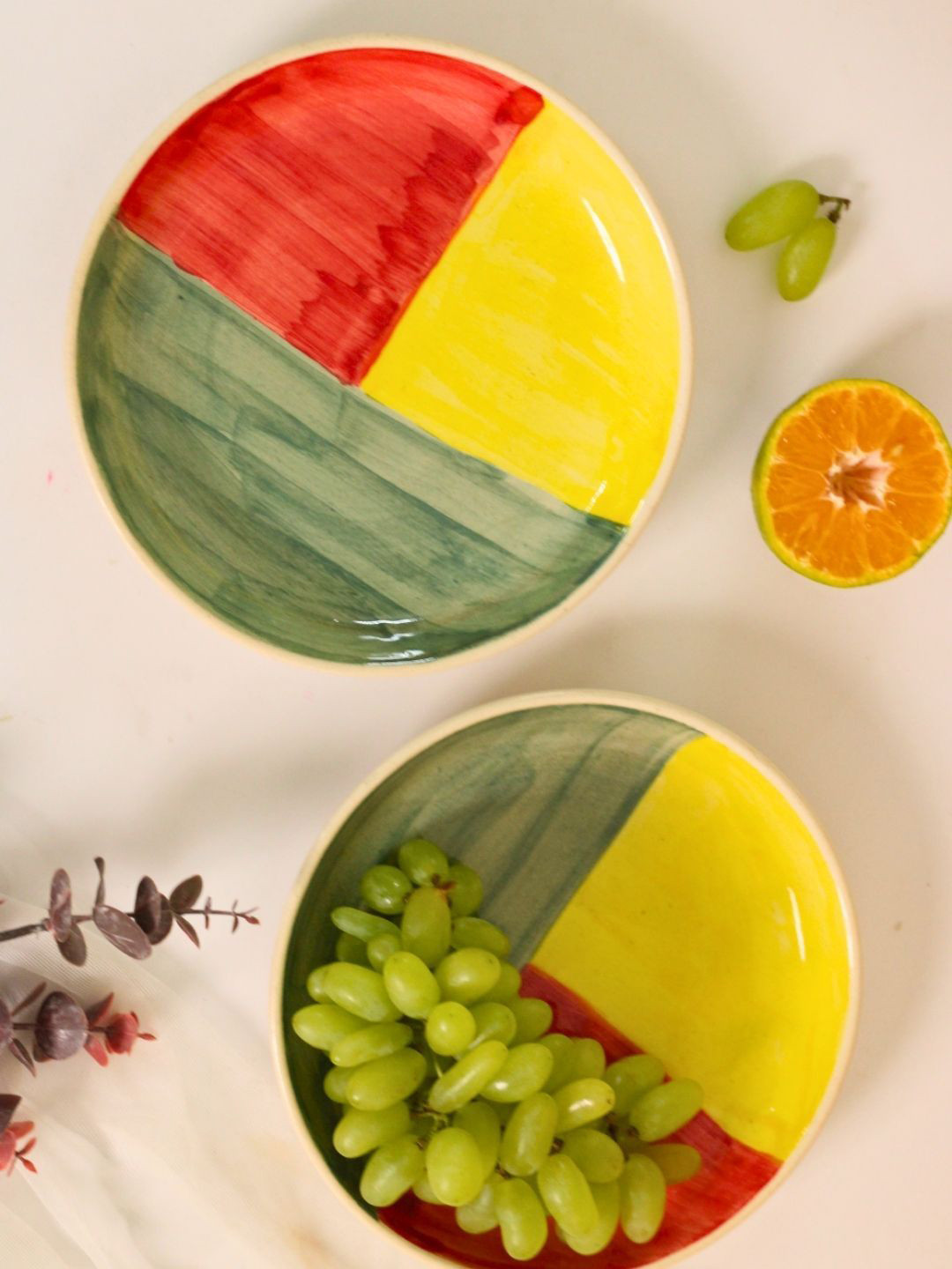 WEAVING HOMES Red & Yellow Ceramic Food Platter