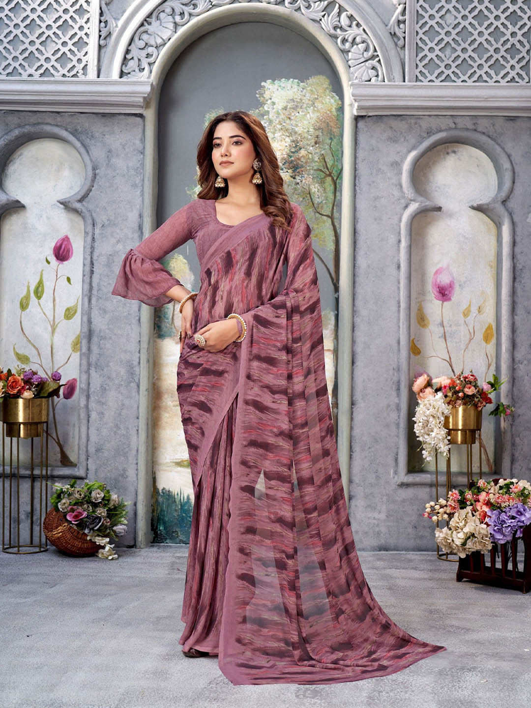 VARNI FABRICS Floral Pure Georgette Saree