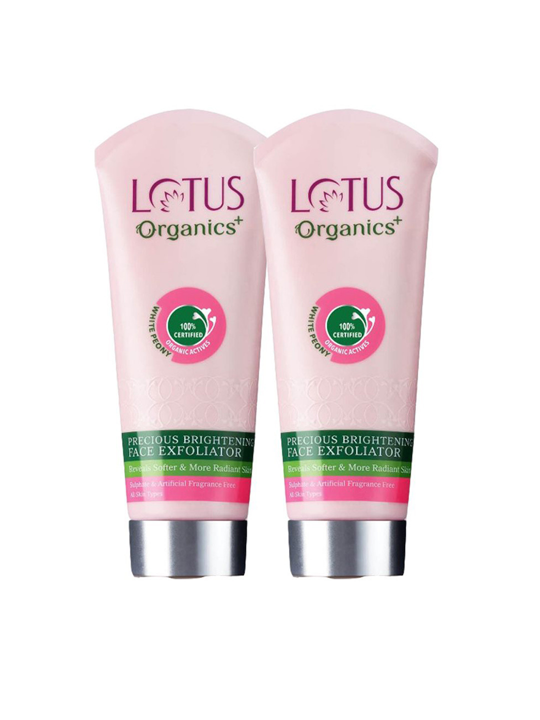 Lotus Organics+ Set Of 2 Precious Brightening Face Exfoliator With White Peony - 50g Each