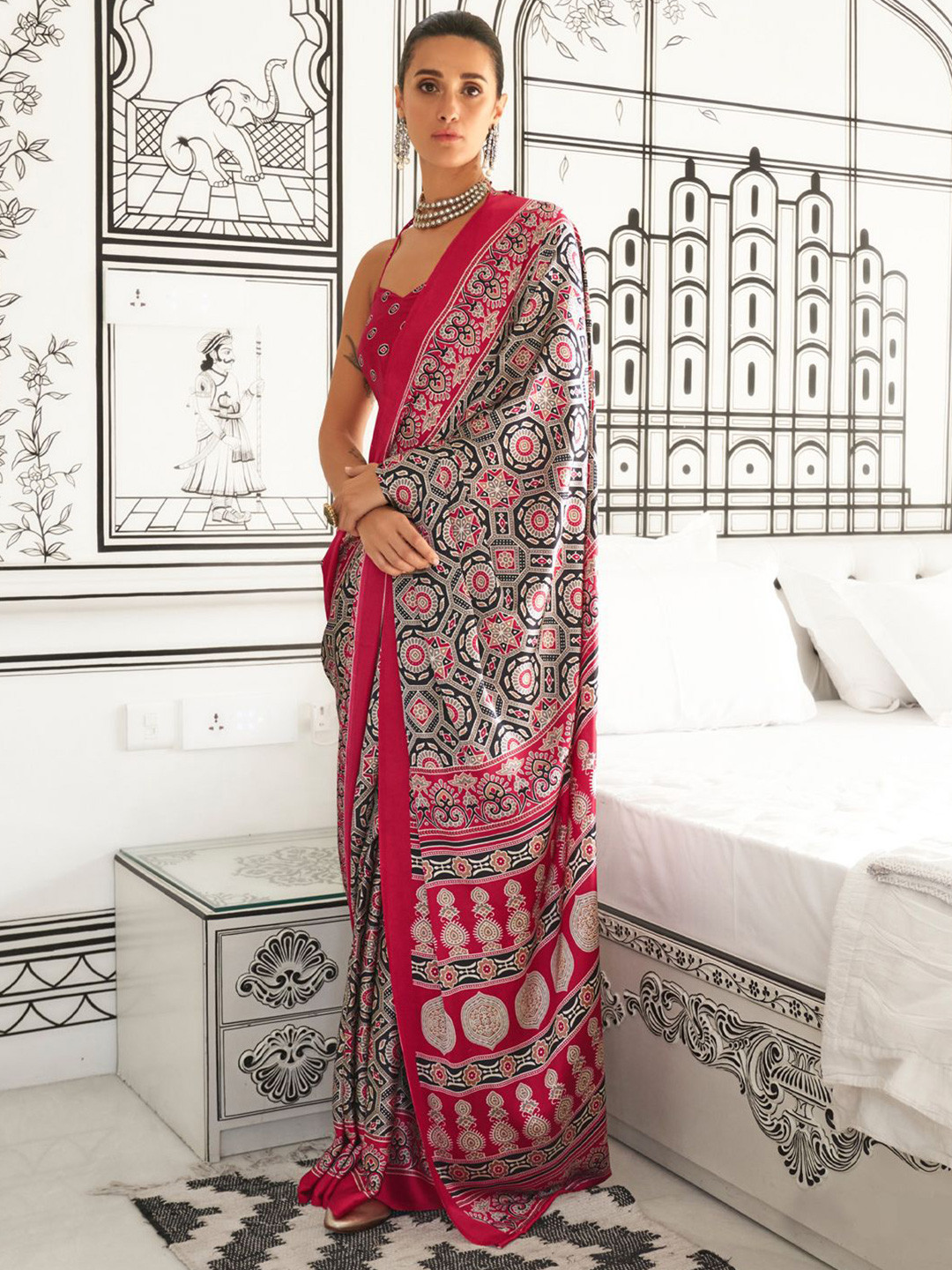 Sangria Ethnic Motif Printed Designer Sarees