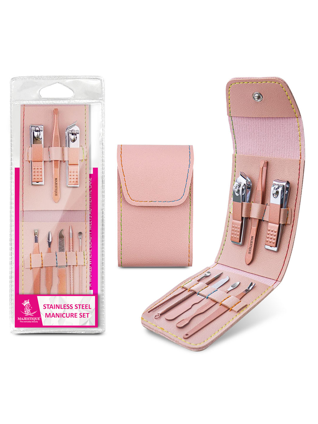 MAJESTIQUE 8-Pcs Nail Clippers Kit and Cuticle Cleaning