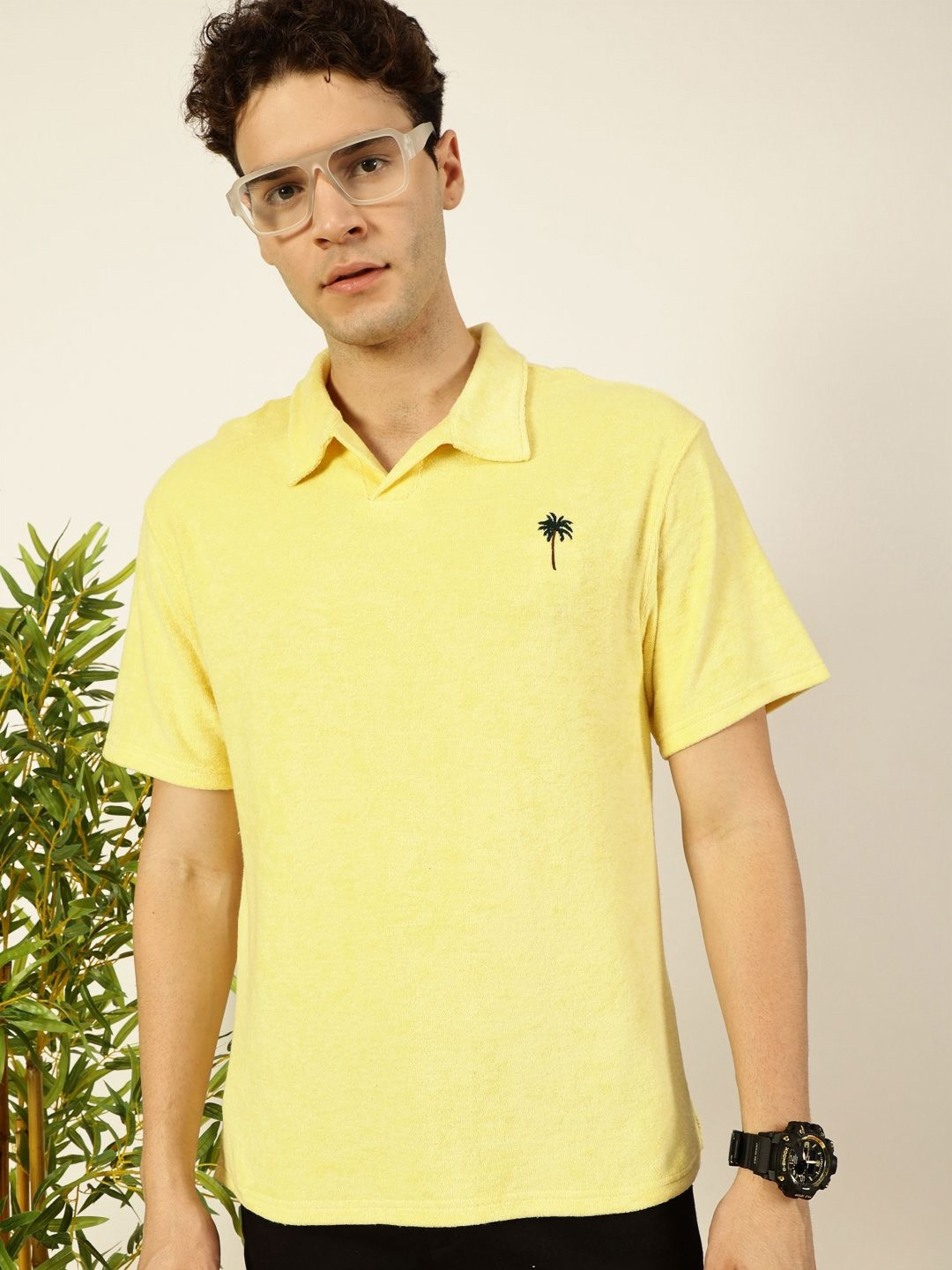 Thomas Scott Men Solid Polo Collar Cotton Relaxed Fit T-Shirt