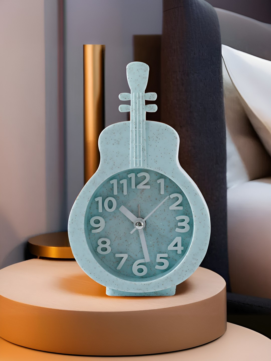 UMAI Green Analogue Contemporary Violin Shaped Table Alarm Clock