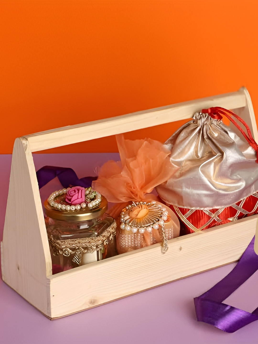 e kysa Beige Pine Wood Multipurpose Hamper Fancy Basket