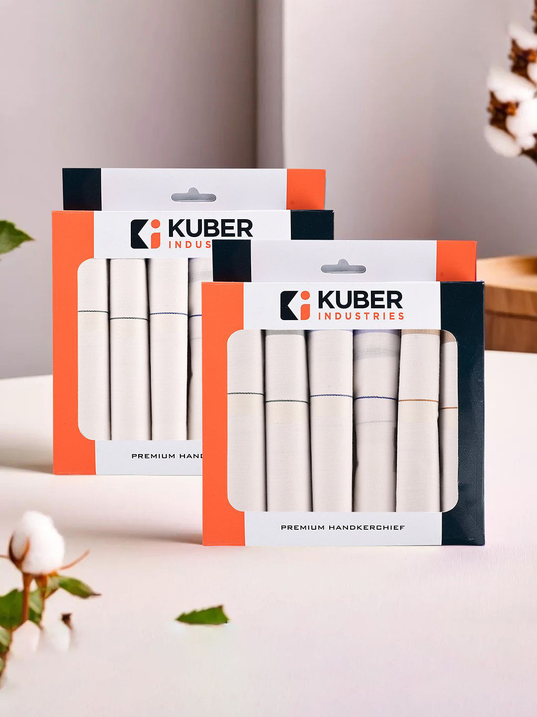 Kuber Industries 12-Pieces Striped Cotton Handkerchief With Box