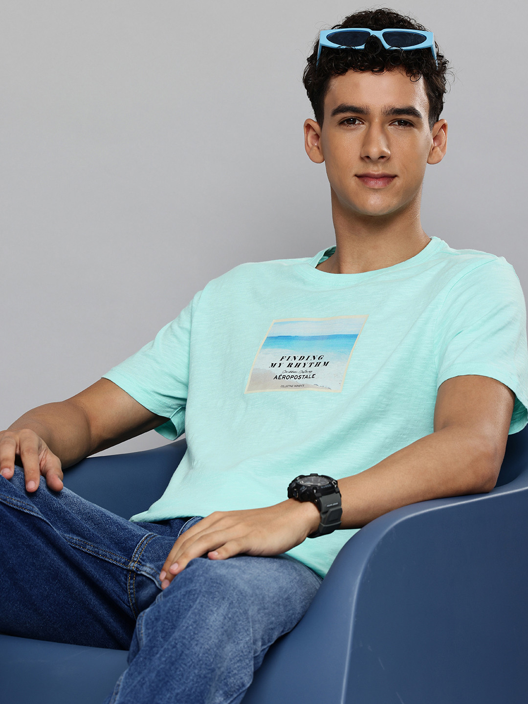 Aeropostale Printed Slub Effect Pure Cotton T-shirt