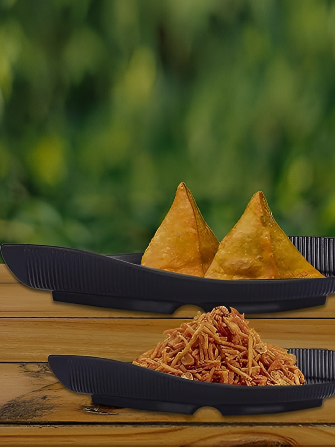 e kysa Black 2 Pieces Big & Small Ship Shaped Dishwasher Safe Food Platter