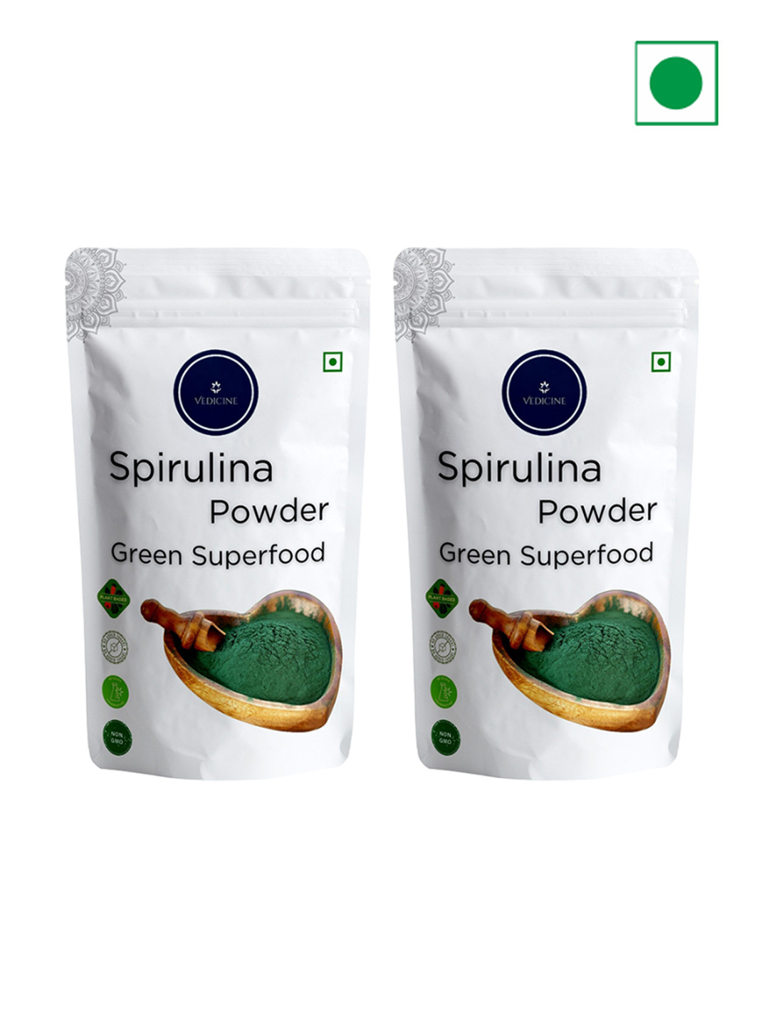VEDICINE Set Of 2 Green Superfood Spirulina Powder - 500g each