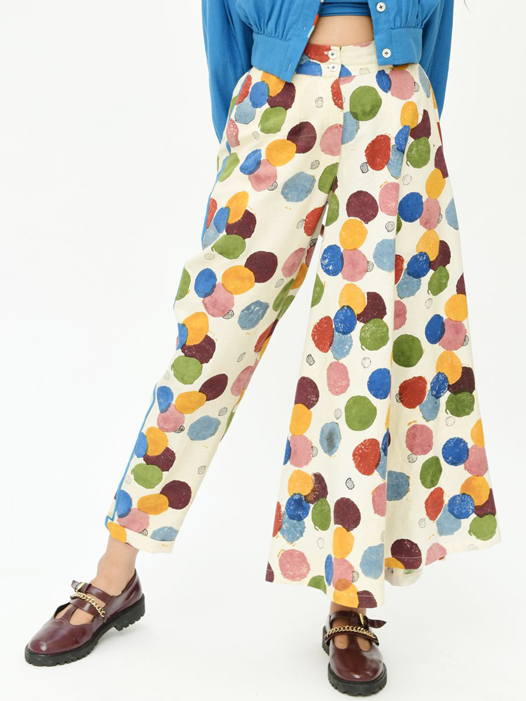 Rias Jaipur Women Geometric Printed Loose Fit High-Rise Trousers