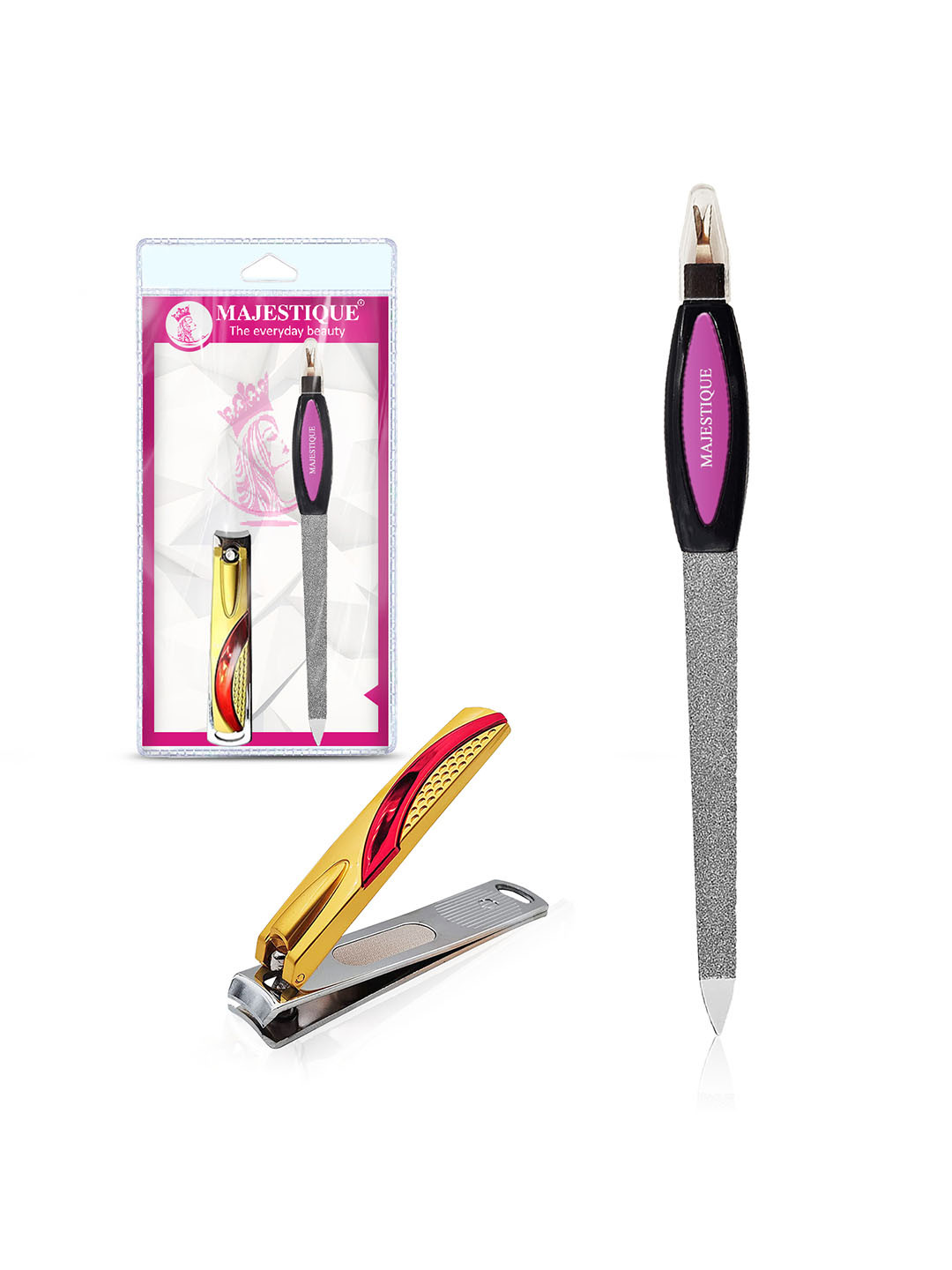 MAJESTIQUE Nail Cutter Set With Comfort Grip Stainless Steel