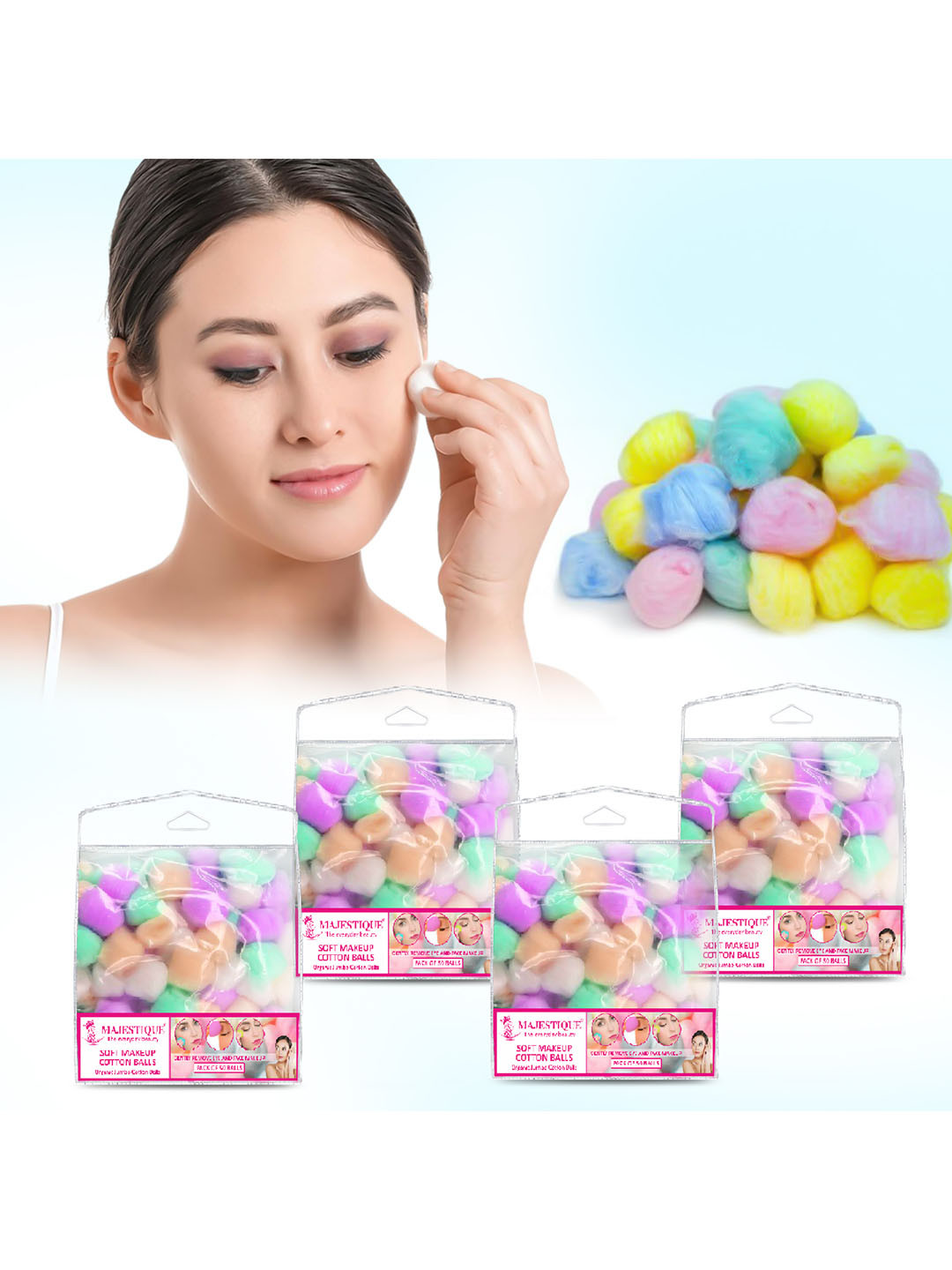 MAJESTIQUE Set Of 200 Soft Makeup Removing Cotton Balls
