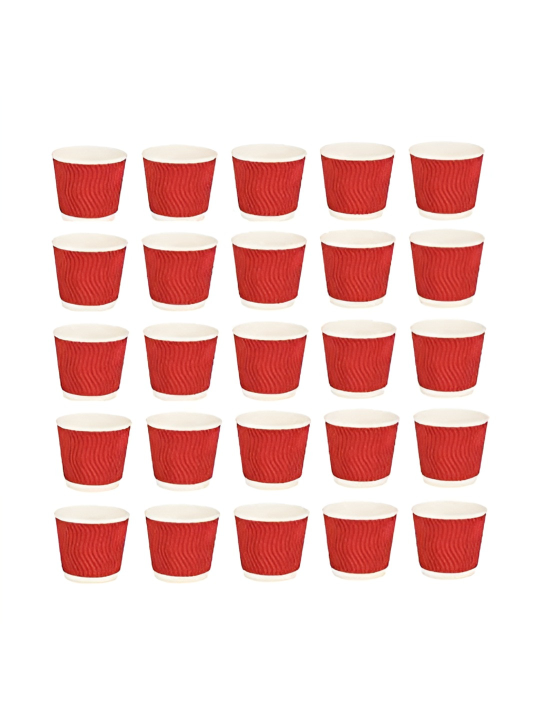e kysa 25-Pcs Red Ripple Paper Disposable Tea/Coffee Cups-150 ml Each