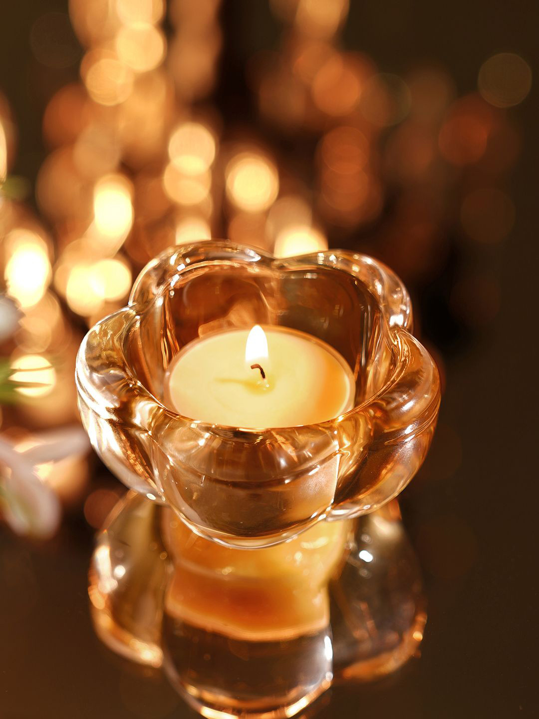 Pure Home and Living Gold-Toned & Transparent 4 Pieces Tealight Candle Holder