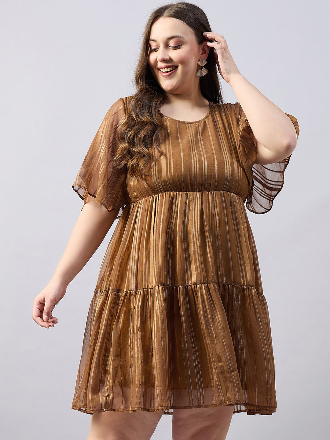 Orchid Blues Flared Sleeve Empire Dress