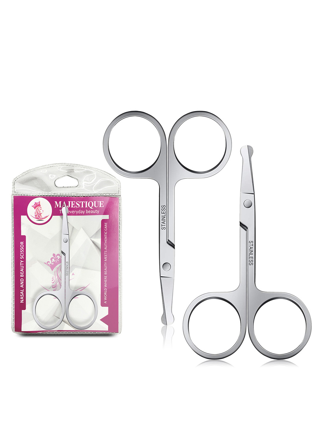 MAJESTIQUE Set of 2 Facial Hair Scissor - Silver