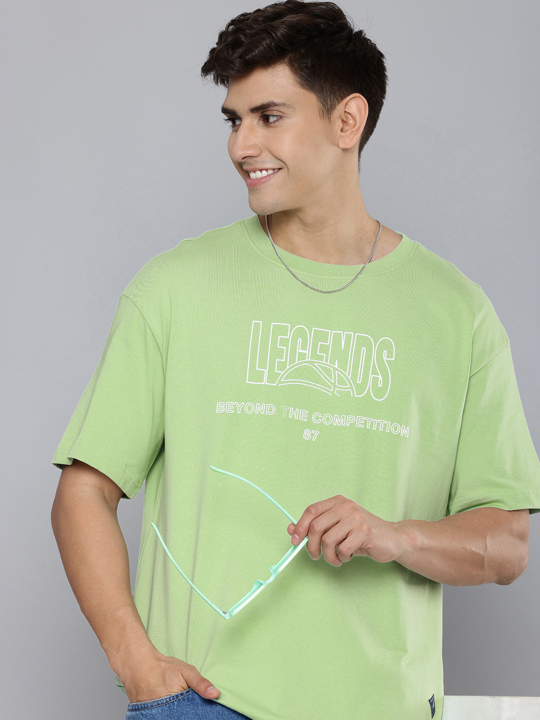 Aeropostale Rubber Print Detail Drop-Shoulder Sleeves Pure Cotton Relaxed Fit T-shirt