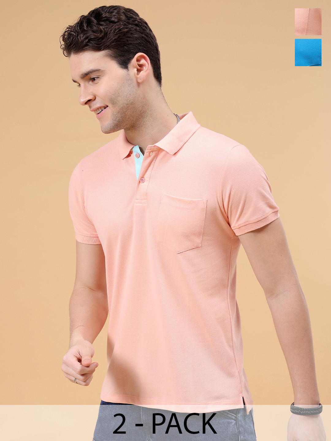 The Indian Garage Co Pack Of 2 Polo Collar Regular Fit T-shirts