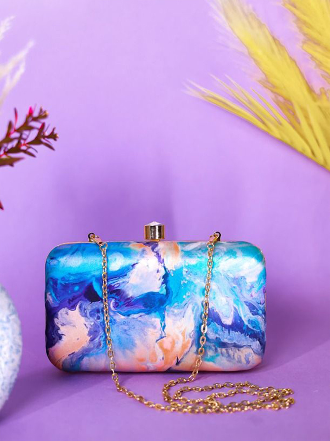 Swisni Abstract Digital Printed Box Clutch