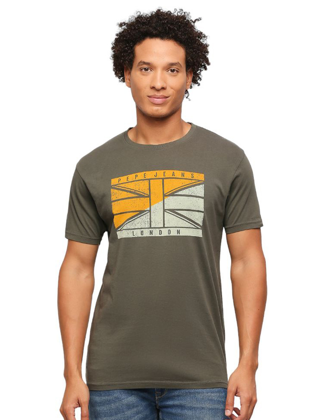 Pepe Jeans Bentely Union Jack Graphic Printed Slim Fit Pure Cotton T-Shirt