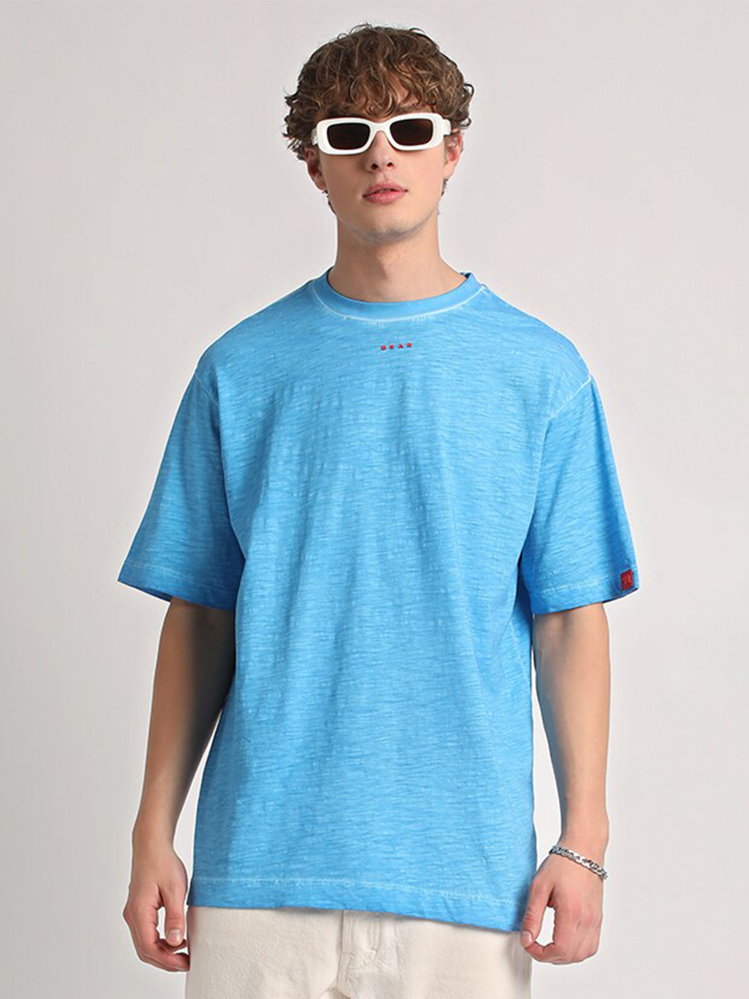 THE BEAR HOUSE Round Neck Drop-Shoulder Pure Cotton Baggy Oversized T-shirt