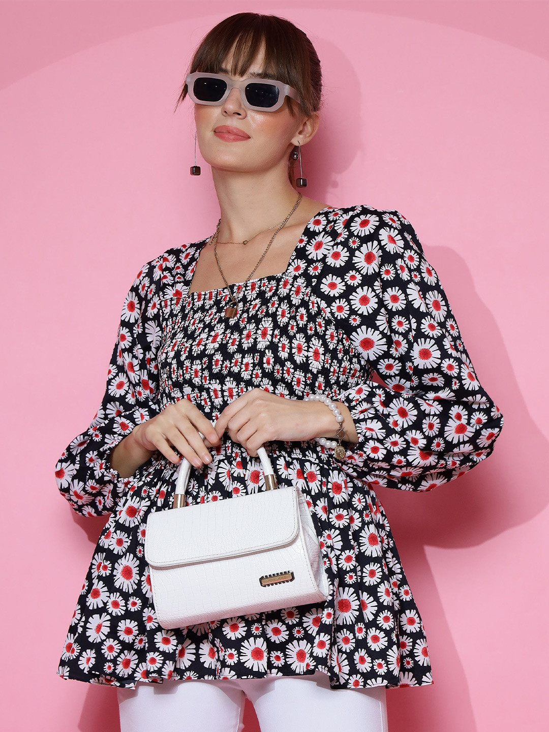 SHEETAL Associates Floral Print Crepe Top