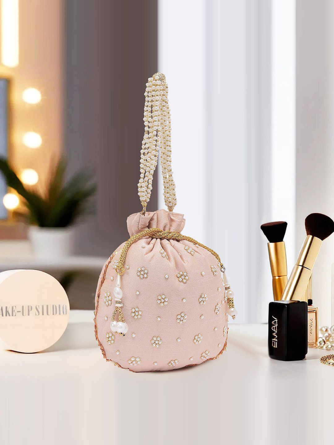 Kuber Industries Embroidered Moti Design Potli Bag